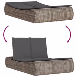 VidaXL 368092 sedia da esterno Salone Seduta imbottita Rattan sintetico, Acciaio Grigio - Vista aggiuntiva 7