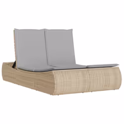 vidaXL Lettino Prendisole con Cuscini Beige in Polyrattan - Vista aggiuntiva 2