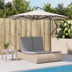 vidaXL Lettino Prendisole con Cuscini Beige in Polyrattan - Vista aggiuntiva 3