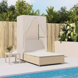 VidaXL 368103 sedia da esterno Salone Seduta imbottita Rattan sintetico, Acciaio Crema, Bianco