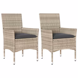 Sedie da Giardino con Cuscini 2 pz Grigio Chiaro in Polyrattancod mxl 91805 - Vista aggiuntiva 2