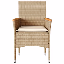 VidaXL 368121 sedia da esterno Terrazzo Seduta imbottita Legno di acacia, Rattan sintetico, Acciaio Crema, Bianco - Vista aggiuntiva 5