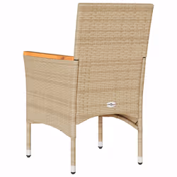 VidaXL 368121 sedia da esterno Terrazzo Seduta imbottita Legno di acacia, Rattan sintetico, Acciaio Crema, Bianco - Vista aggiuntiva 7