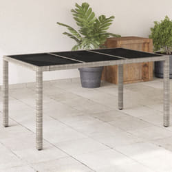 Tavolo Giardino Piano Vetro Grigio Chiaro 150x90x75 Polyrattan - Vidaxl