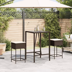 VidaXL 368318 sedia da esterno Terrazzo Seduta imbottita Rattan sintetico, Acciaio Crema, Bianco - Vista aggiuntiva 3