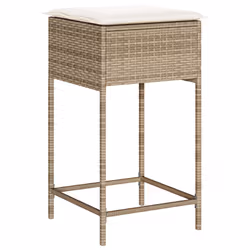 VidaXL 368321 sedia da esterno Terrazzo Seduta imbottita Rattan sintetico, Acciaio Crema, Bianco - Vista aggiuntiva 4