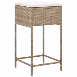VidaXL 368321 sedia da esterno Terrazzo Seduta imbottita Rattan sintetico, Acciaio Crema, Bianco - Vista aggiuntiva 7