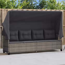 VidaXL 368328 sedia da esterno Salone Seduta imbottita Rattan sintetico, Acciaio Grigio