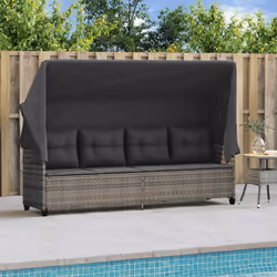 VidaXL 368328 sedia da esterno Salone Seduta imbottita Rattan sintetico, Acciaio Grigio