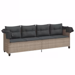 VidaXL 368331 sedia da esterno Salone Seduta imbottita Rattan sintetico, Acciaio Grigio - Vista aggiuntiva 4