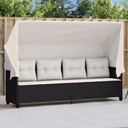 VidaXL 368335 sedia da esterno Salone Seduta imbottita Rattan sintetico, Acciaio Crema, Bianco