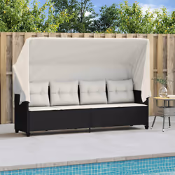 VidaXL 368335 sedia da esterno Salone Seduta imbottita Rattan sintetico, Acciaio Crema, Bianco