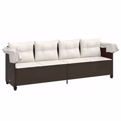VidaXL 368336 sedia da esterno Salone Seduta imbottita Rattan sintetico, Acciaio Crema, Bianco - Vista aggiuntiva 4