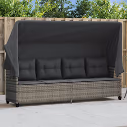 VidaXL 368337 sedia da esterno Salone Seduta imbottita Rattan sintetico, Acciaio Grigio