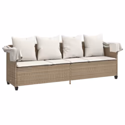 VidaXL 368357 sedia da esterno Salone Seduta imbottita Rattan sintetico, Acciaio Crema, Bianco - Vista aggiuntiva 4