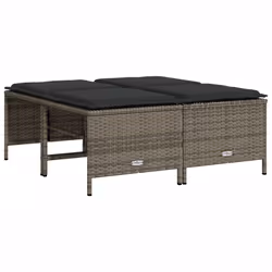 vidaXL Sgabelli da Giardino con Cuscini 4 pz Grigi in Polyrattan - Vista aggiuntiva 2