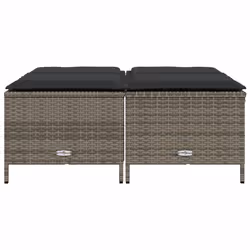 vidaXL Sgabelli da Giardino con Cuscini 4 pz Grigi in Polyrattan - Vista aggiuntiva 3