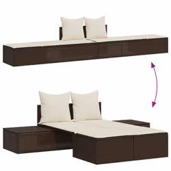 VidaXL 368390 sedia da esterno Salone Seduta imbottita Rattan sintetico, Acciaio Crema, Bianco