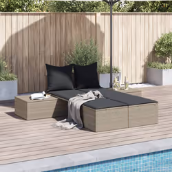 VidaXL 368394 sedia da esterno Salone Seduta imbottita Rattan sintetico, Acciaio Grigio