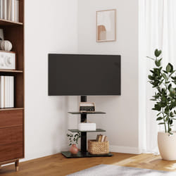 vidaXL Supporto TV Angolare a 3 Ripiani per 32-65 Pollici Nero
