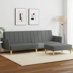 Vidaxl - Divano Letto 2 Posti con Poggiapiedi Grigio Scuro in Tessuto