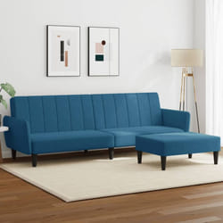 Vidaxl - Divano Letto 2 Posti con Poggiapiedi Blu in Velluto 88717