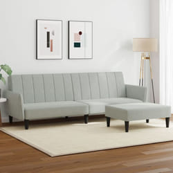 Vidaxl - Divano Letto a 2 Posti con Poggiapiedi Grigio Chiaro in Velluto 98005