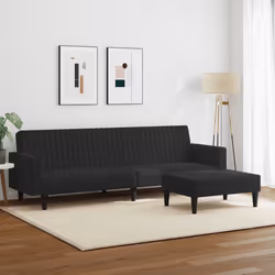 vidaXL Set di Divani 2 pz Nero in Velluto - Vista aggiuntiva 3