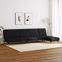 vidaXL Set di Divani 2 pz Nero in Velluto - Vista aggiuntiva 3