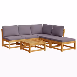 Set Salotto da Giardino 6 pz con Cuscini in Massello di Acaciacod mxl 116833 - Vista aggiuntiva 2