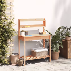 vidaXL Tavolo Invaso con Lavello Marrone 147,5x44x139,5 Massello Abete - Vista aggiuntiva 3