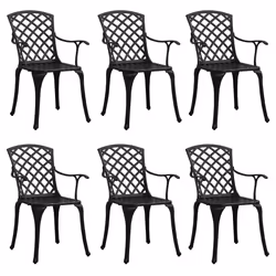 Sedie da Giardino 6 pz in Alluminio Pressofuso Nerocod mxl 86834 - Vista aggiuntiva 2