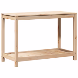 Tavolo Invaso con Ripiano 108x50x75 cm Legno Massello di Pinocod mxl 91368 - Vista aggiuntiva 2