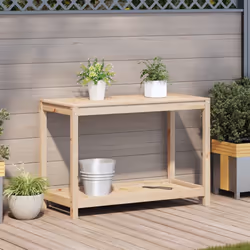 Tavolo Invaso con Ripiano 108x50x75 cm Legno Massello di Pinocod mxl 91368 - Vista aggiuntiva 3