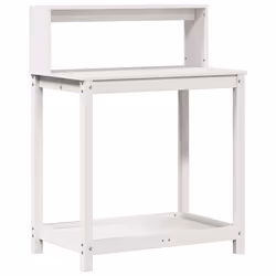 Tavolo Invaso con Ripiani Bianco 82,5x50x109,5 cm Massello Pinocod mxl 115325 - Vista aggiuntiva 2