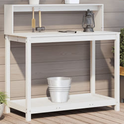 Tavolo Invaso con Ripiani Bianco 108x50x109,5 cm Massello Pino Vidaxl 58798