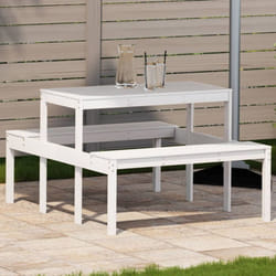 Tavolo da Picnic Bianco 110x134x75 cm in Legno Massello di Pino - Vidaxl