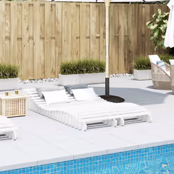 vidaXL Lettini Prendisole 2pz Bianchi 205x60x31,5 Legno Massello Pino - Vista aggiuntiva 3
