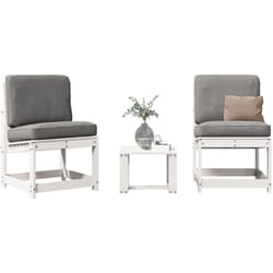 Set Salotto da Giardino 3 pz Bianco in Legno Massello di Pino