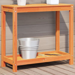Tavolo Invasatura Ripiano Marrone Cera 82,5x35x75 Massello Pino Vidaxl 13544