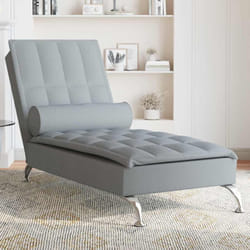 Vidaxl - Chaise Longue Massaggi Cuscino a Rullo Grigio Chiaro in Tessuto 235181