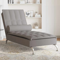 vidaXL Chaise Longue Massaggi con Capezzale Tortora in Tessuto