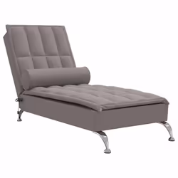 vidaXL Chaise Longue Massaggi con Capezzale Tortora in Tessuto - Vista aggiuntiva 2