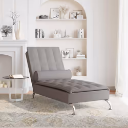 vidaXL Chaise Longue Massaggi con Capezzale Tortora in Tessuto - Vista aggiuntiva 3