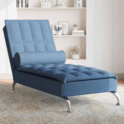 Vidaxl - Chaise Longue Massaggi Cuscino a Rullo Blu in Tessuto 323298