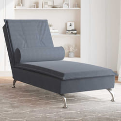 vidaXL Chaise Longue Massaggi con Capezzale Grigio Scuro in Velluto
