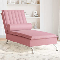 Vidaxl - Chaise Longue Massaggi con Cuscino a Rullo Rosso in Velluto 533427