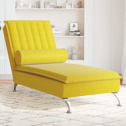 Vidaxl - Chaise Longue Massaggi con Cuscino a Rullo Giallo in Velluto 968336