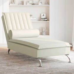 Vidaxl - Chaise Longue Massaggi con Cuscino a Rullo Crema in Velluto 628933