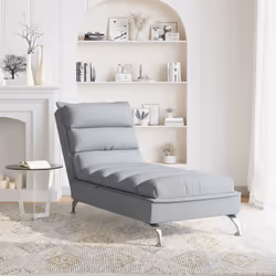 vidaXL Chaise Longue con Cuscini Grigio Chiaro in Tessuto - Vista aggiuntiva 3